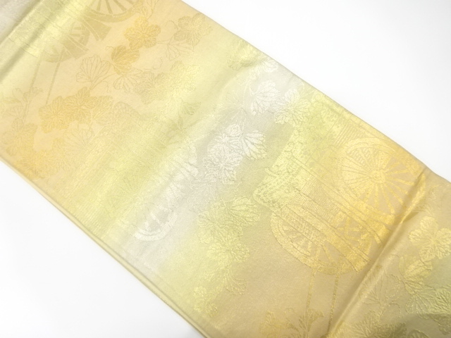 JAPANESE KIMONO / ANTIQUE FUKURO OBI / SILK / WOVEN CARRIAGE